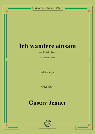 Jenner-Ich wandere einsam,in E flat Major,Op.2 No.4 (arr. OSM Press)