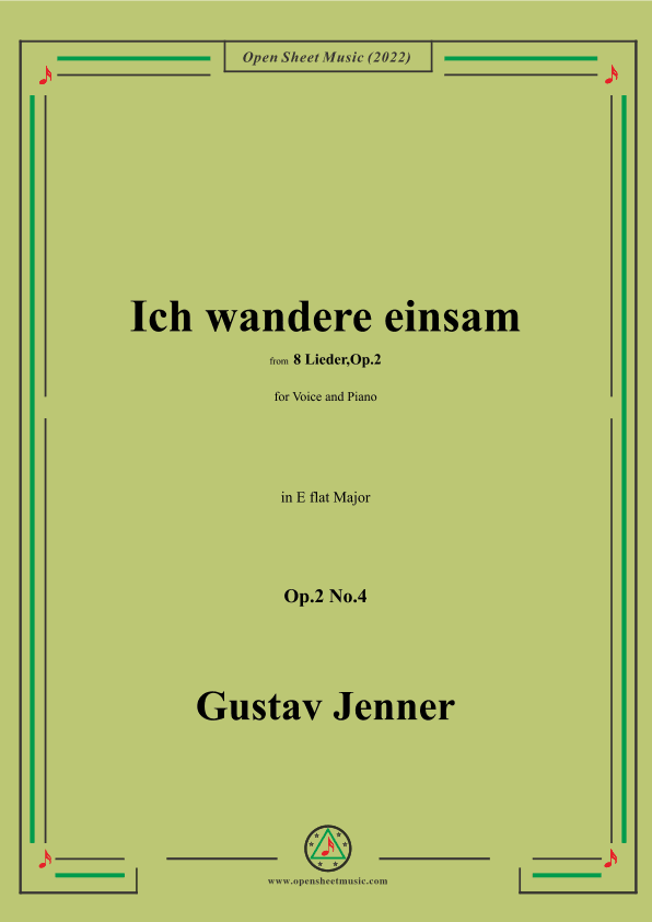 Jenner-Ich wandere einsam,in E flat Major,Op.2 No.4 (arr. OSM Press)