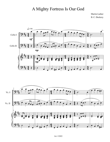 A Mighty Fortress is Our God (Cello Duet with Piano Accompaniment) (arr. B. C. Dockery)