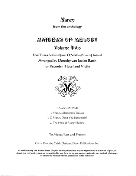 Nancy (4 Duos) (arr. Dorothy van Joolen Barth)