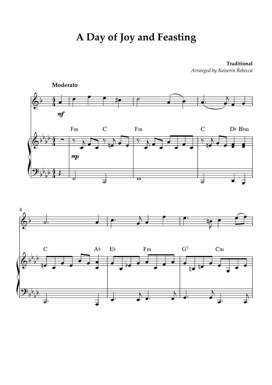 A Day of Joy and Feasting (arr. Kaiserin Rebecca)