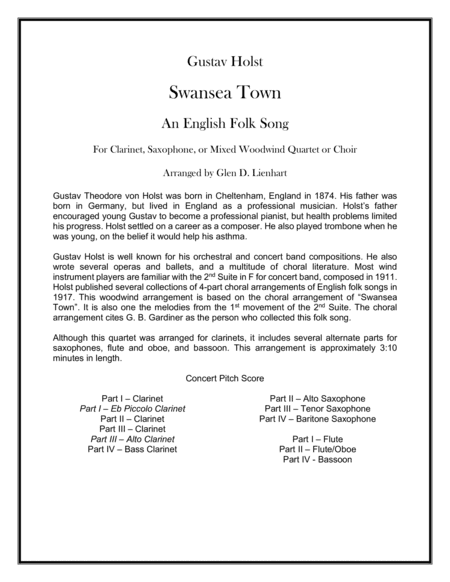 Swansea Town (arr. Glen D. Lienhart)