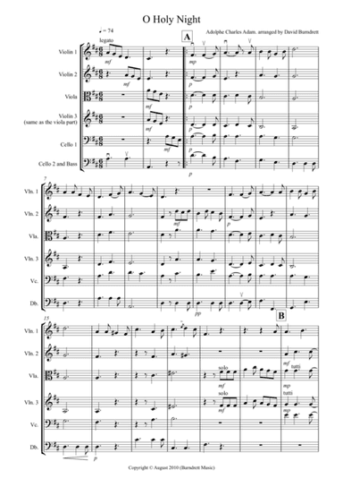 O Holy Night for String Orchestra (arr. David Burndrett)