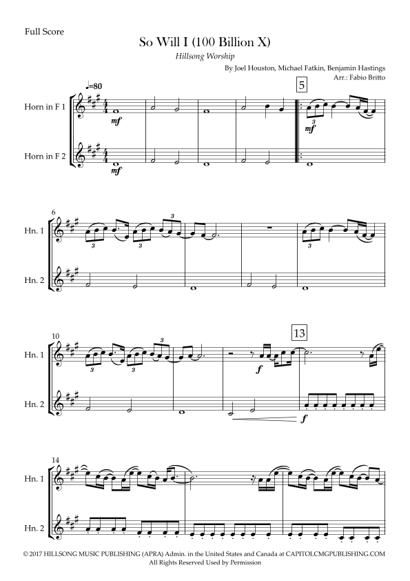 So Will I (100 Billion X) (arr. Fabio Britto)