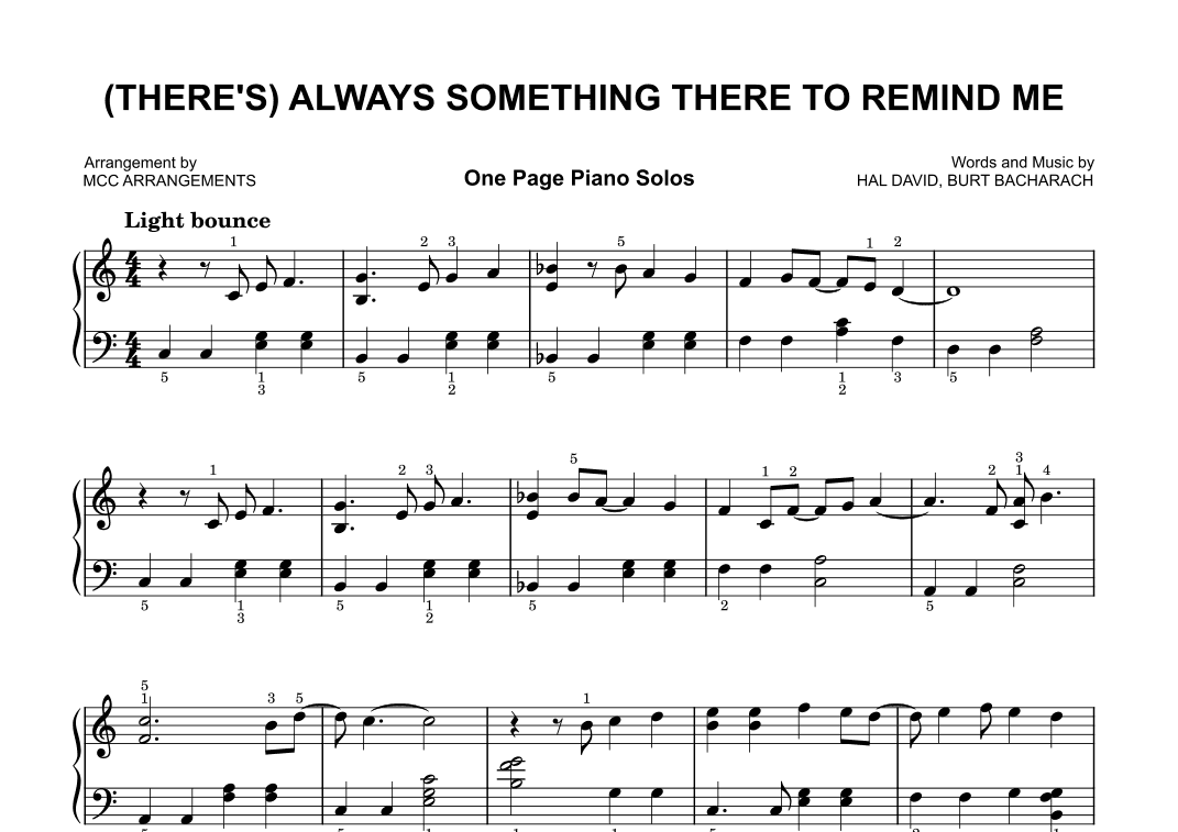 (there's) Always Something There To Remind Me (arr. MCC Arrangements)