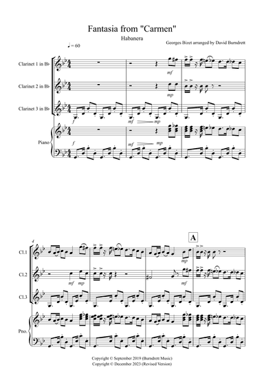 Habanera (Fantasia from Carmen) for Clarinet Trio (arr. David Burndrett)