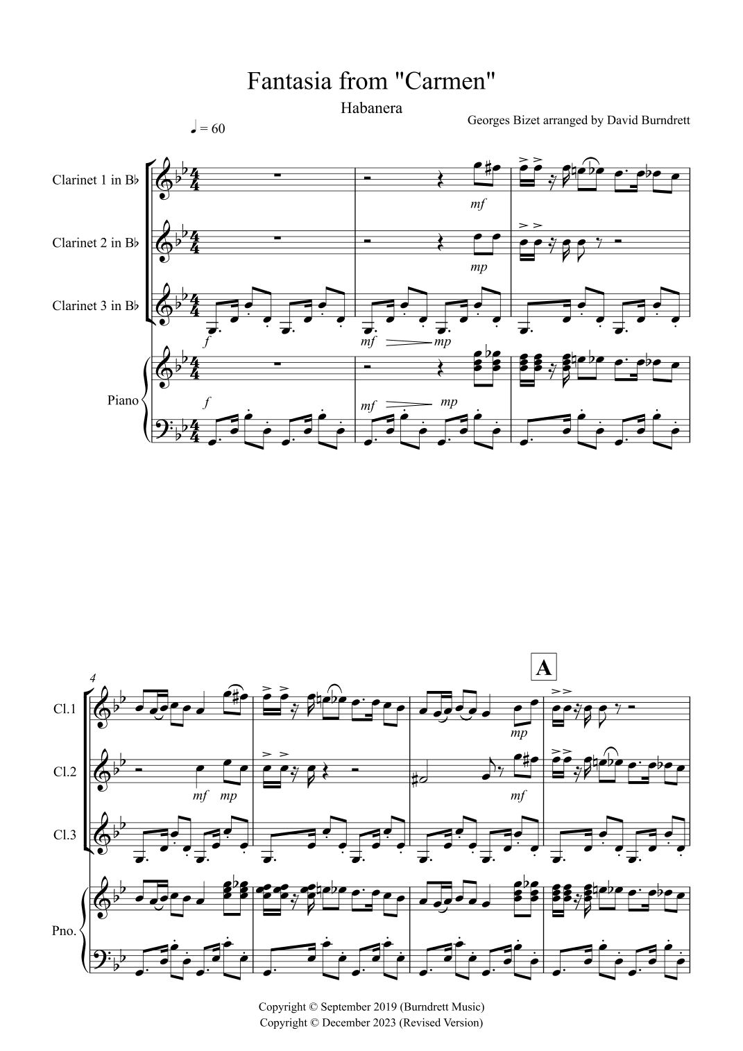 Habanera (Fantasia from Carmen) for Clarinet Trio (arr. David Burndrett)