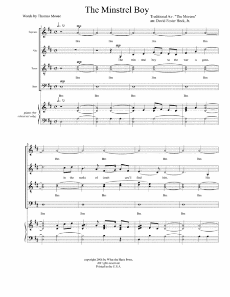 The Minstrel Boy (arr. David Heck, Jr.)