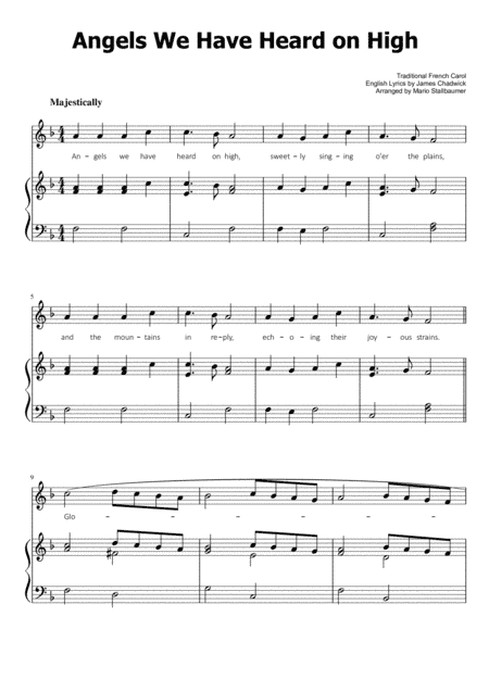 Angels We Have Heard On High - Easy Piano (arr. Mario Stallbaumer)