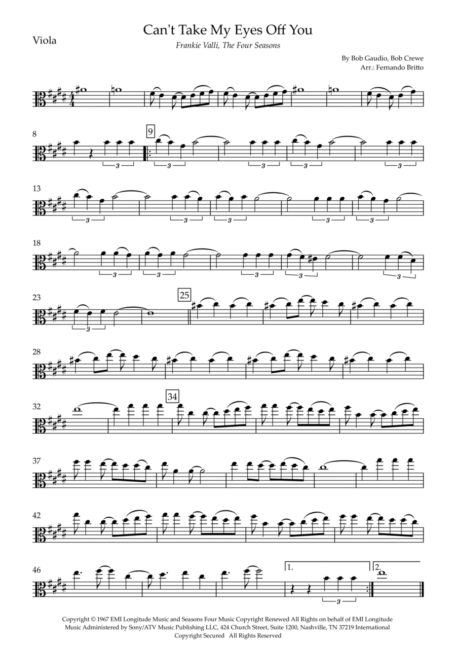 Can't Take My Eyes Off Of You (arr. Fernando Britto)