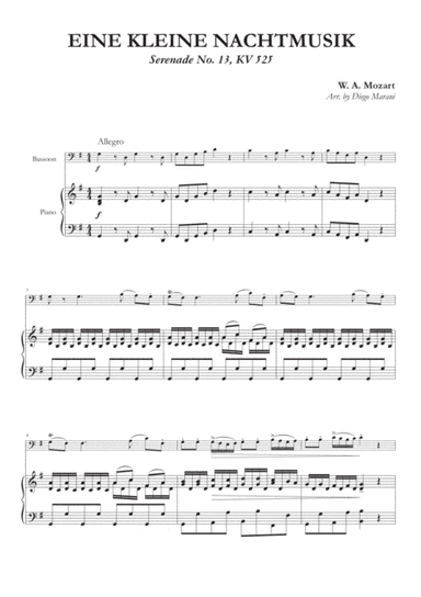 Eine Kleine Nachtmusik (1st Mov.) for Bassoon and Piano (arr. Diego Marani)