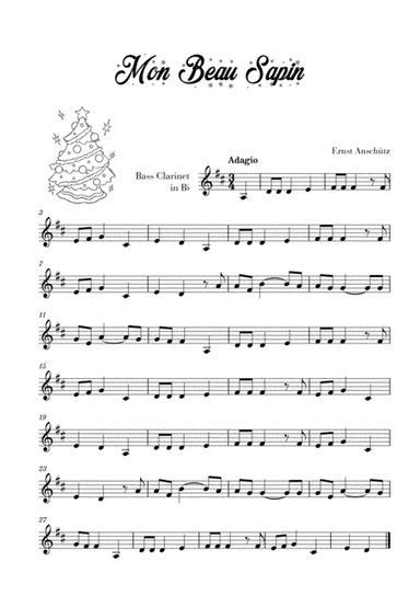 Mon Beau Sapin (for Bass Clarinet) (arr. Cadenza Editions)