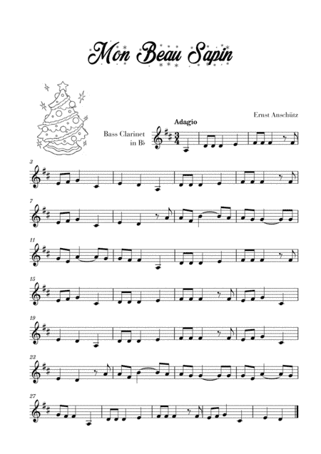 Mon Beau Sapin (for Bass Clarinet) (arr. Cadenza Editions)