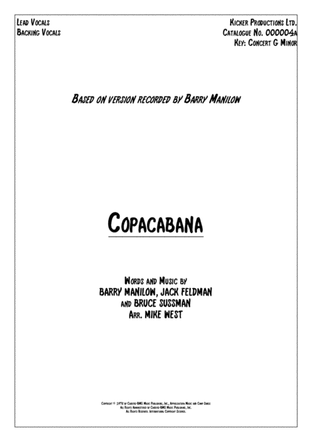 Copacabana (at The Copa) (arr. Mike West)