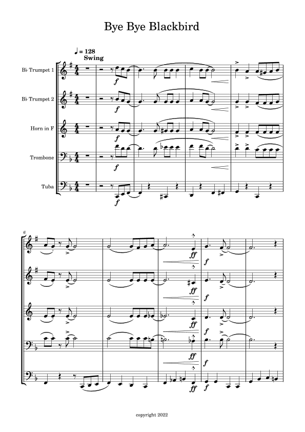 Bye Bye Blackbird (arr. Ted Bogsrud)