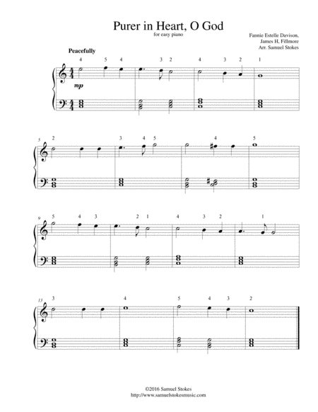 Purer in Heart, O God - for easy piano (arr. Samuel Stokes)