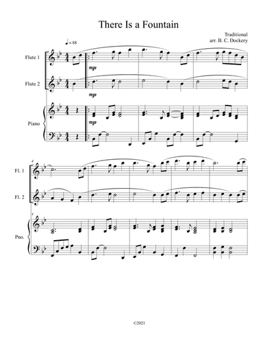There Is a Fountain (Flute Duet) with piano accompaniment (arr. B. C. Dockery)