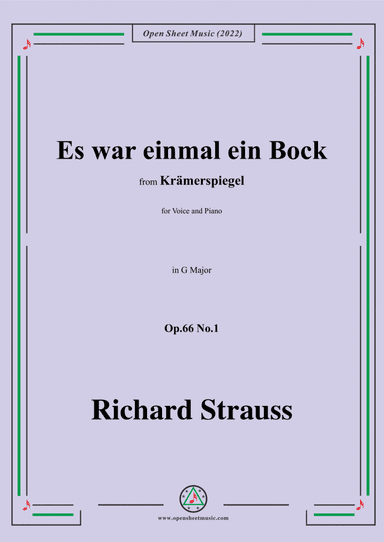 Richard Strauss-Es war einmal ein Bock,in G Major,Op.66 No.1,for Voice and Piano (arr. Open Cloud)