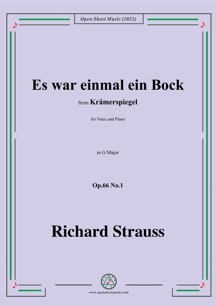 Richard Strauss-Es war einmal ein Bock,in G Major,Op.66 No.1,for Voice and Piano (arr. Open Cloud)