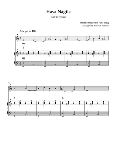 Hava Nagila (Let us Rejoice) (arr. Kaiserin Rebecca)