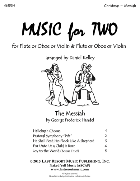 Handel's Messiah - Duet -  for Flute or Oboe or Violin & Flute or Oboe or Violin - Music for Two (arr. Last Resort Music Publishing)