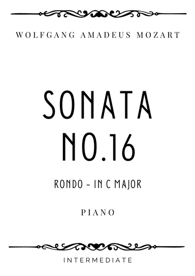 Mozart - Rondo from Piano Sonata No. 16 in C Major - Intermediate (arr. Piacere Music Sheets)