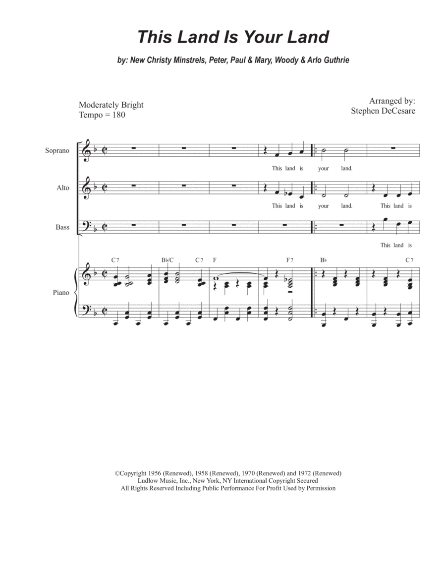 This Land Is Your Land (arr. Stephen DeCesare)