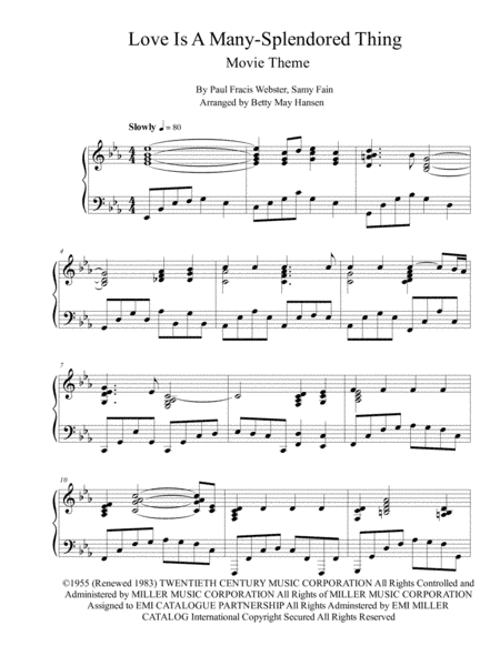 Love Is A Many-splendored Thing (arr. Betty May Hansen)