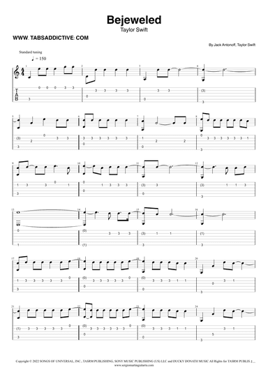 Bejeweled (arr. TABS ADDICTIVE - SERGIO MARTIN GUITARRA)