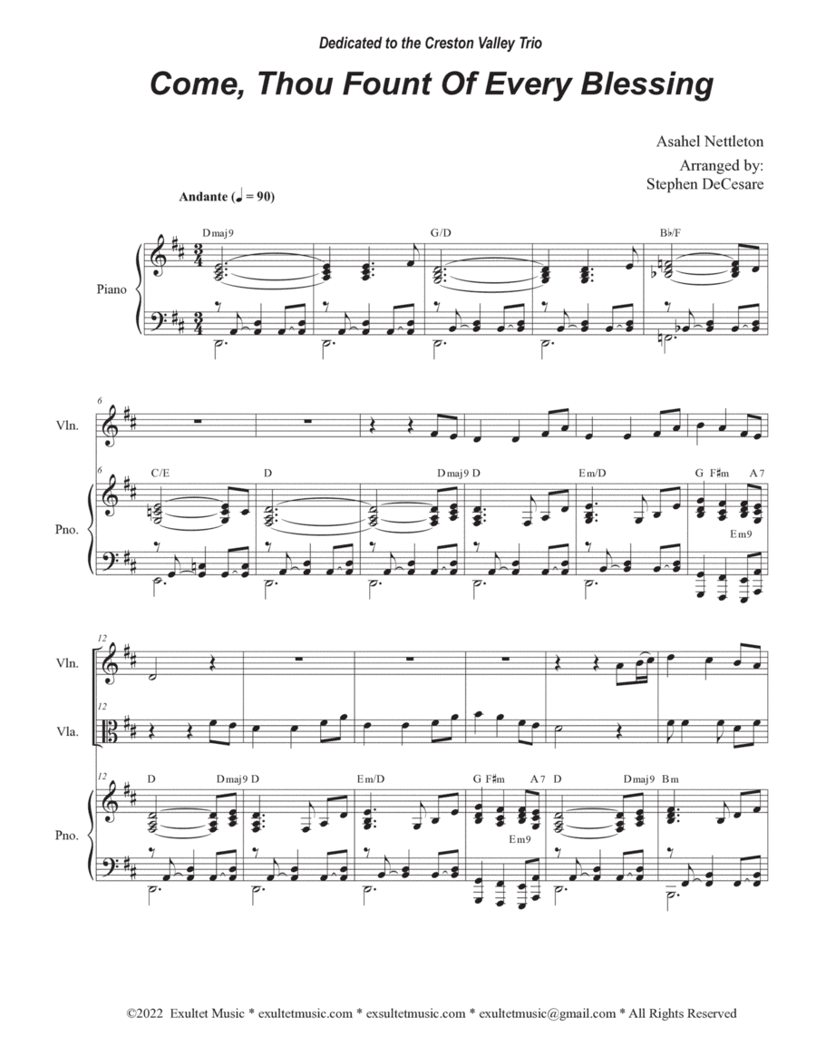 Come, Thou Fount Of Every Blessing (Duet for Violin and Viola) (arr. Stephen DeCesare)