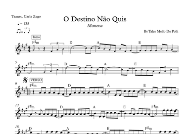 O Destino Nao Quis (arr. Carla Zago)