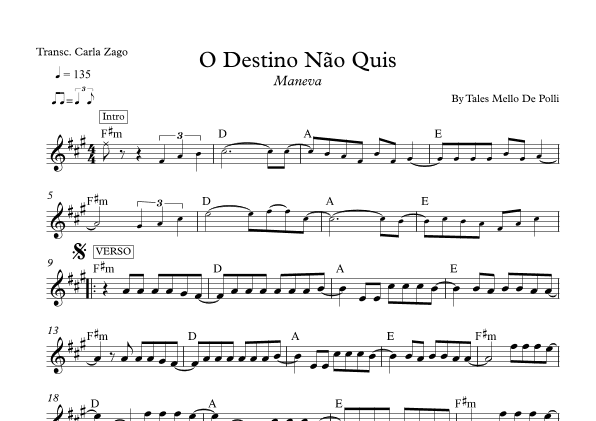 O Destino Nao Quis (arr. Carla Zago)