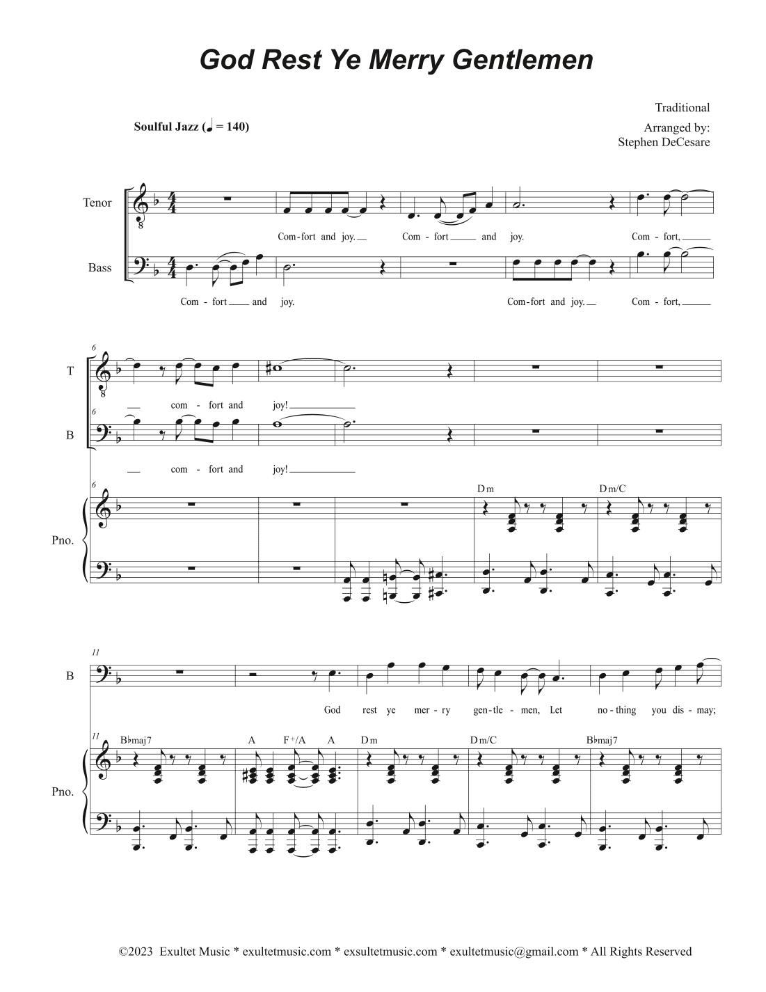 God Rest Ye Merry Gentlemen (Duet for Tenor and Bass solo - Alternate Version) (arr. Stephen DeCesare)