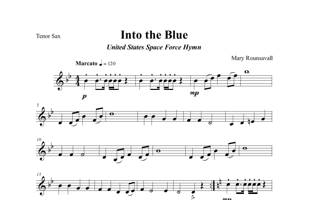 US SPACE FORCE HYMN (Into the Blue) TENOR SAX PART
