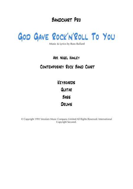 God Gave Rock And Roll To You (arr. Nigel Hanley)