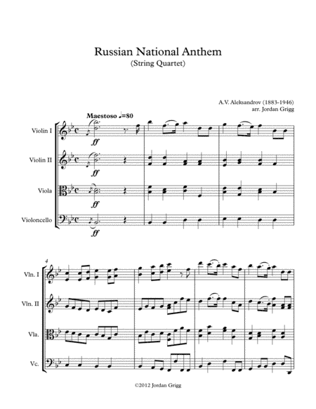 Russian National Anthem (String Quartet) (arr. Jordan Grigg)