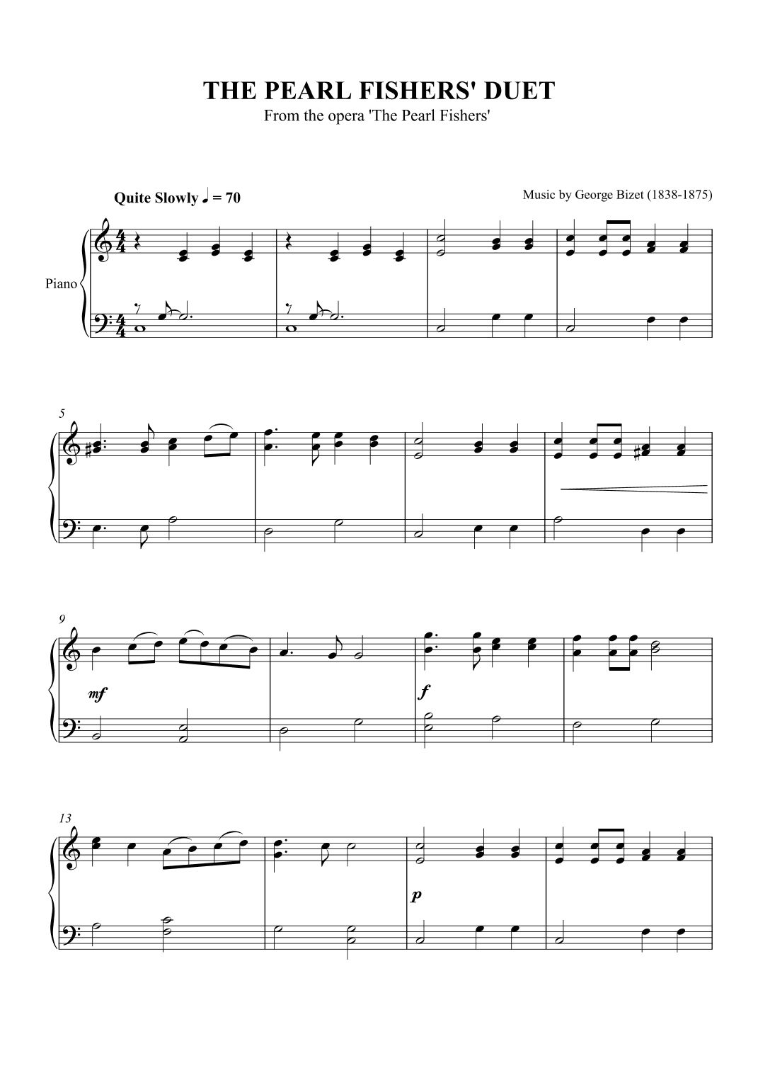 The Pearl Fishers' Duet (Short version) (arr. SCMusic)