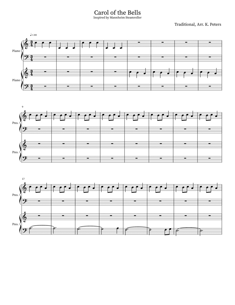 Carol of the Bells (arr. Kristine Peters)