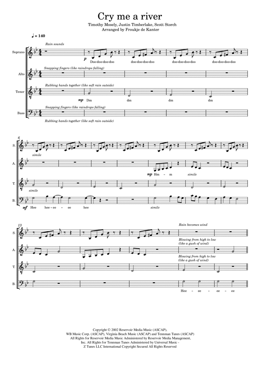 Cry Me A River (arr. Froukje de Kanter)