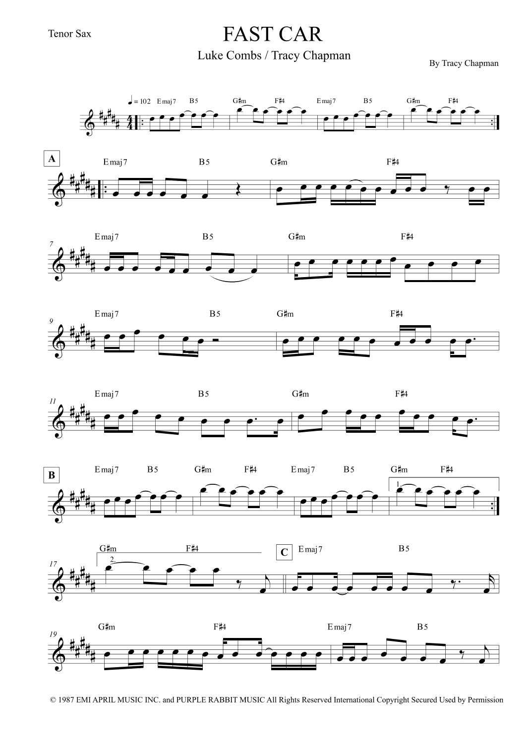 Fast Car (arr. Leo Silva)