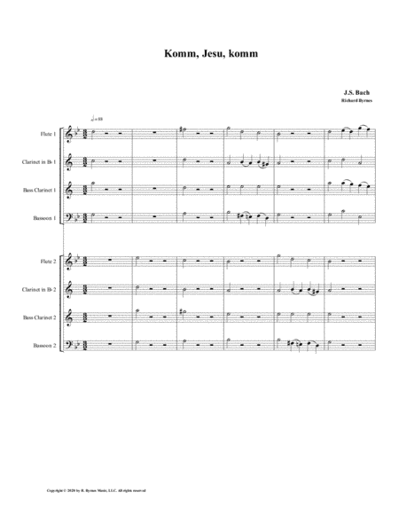 Komm, Jesu, komm (motette) by J.S. Bach (Double Woodwind Choir) (arr. Richard Byrnes)