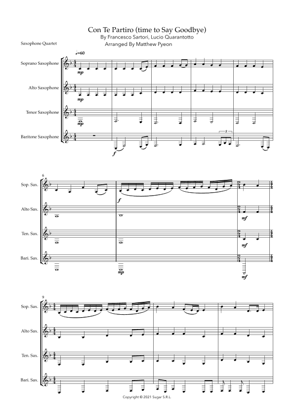 Con Te Partiro (time To Say Goodbye) (arr. Matthew pyeon)