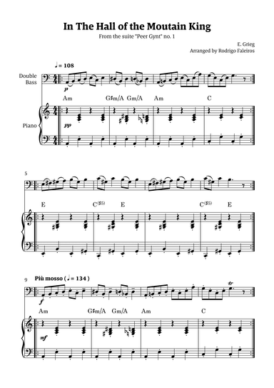 In the Hall of the Mountain King (for double bass solo w/ piano accompaniment) (arr. Rodrigo Faleiros)
