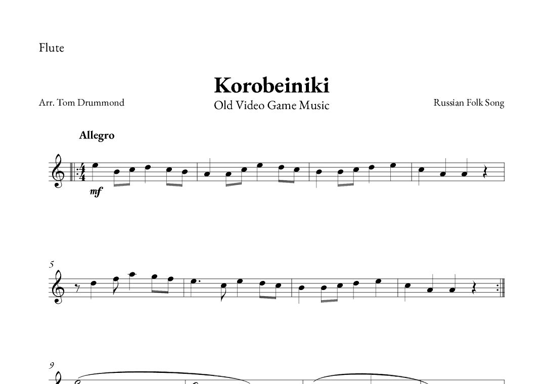 Korobeiniki (arr. Tom Drummond)