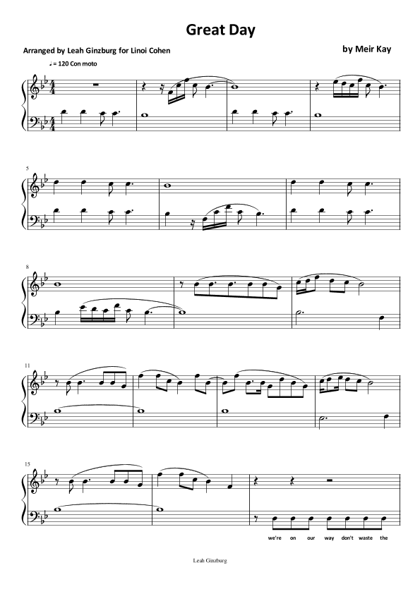 Great Day by Meir Kay (arr. Leah Ginzburg)