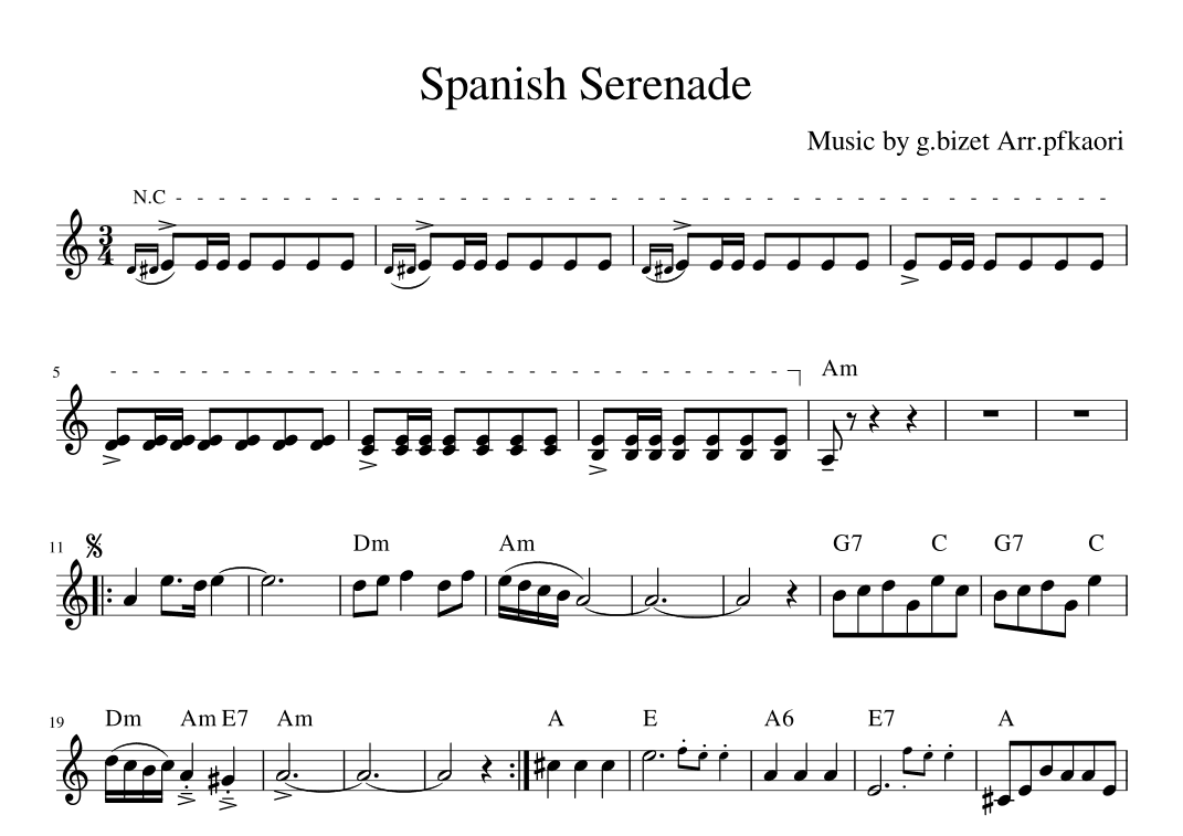 "Spanish Serenade" (Am) (arr. pfkaori)