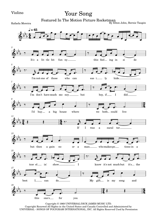 Your Song (arr. Rafaela Moreira)