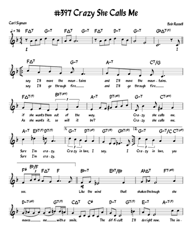 Crazy She Calls Me (arr. John Fries)