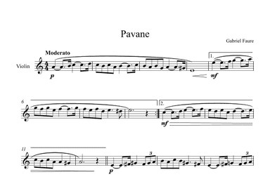 Pavane - Gabriel Faure (Violin) (arr. Digital Book Music)