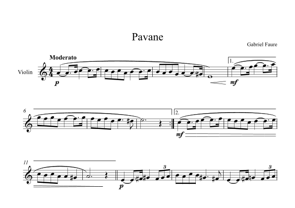 Pavane - Gabriel Faure (Violin) (arr. Digital Book Music)